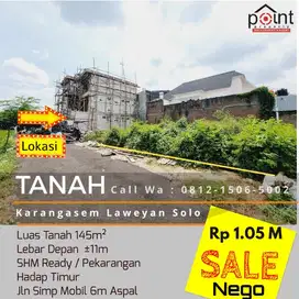 Tanah Strategis 145m² Cocok Utk Kost Eklusive Solo