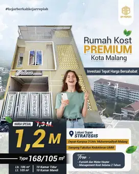 RUMAH KOS 10 KAMAR DIJUAL MURAH DEPAN KAMPUS UMM MALANG