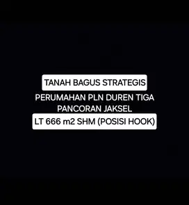 TANAH BAGUS STRATEGIS DI PERUMAHAN PLN DUREN TIGA PANCORAN JAKSEL