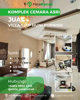 Rumah Villa Siap Huni Furnish Komplek Cemara Asri