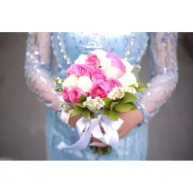 Gaun pengantin/ dress pengantin baby blue full payet mewah