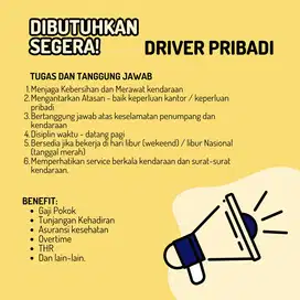 Lowongan Kerja Driver Pribadi