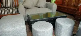 Sofa Minimalis, Jati Pojok Dan Rak Piring 3Pintu