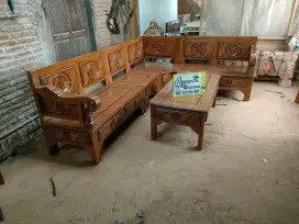 Kursi tamu sudut minimalis full kayu jati