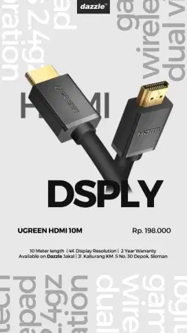 KABEL HDMI UGREEN 10 METER GARANSI 2 TAHUN