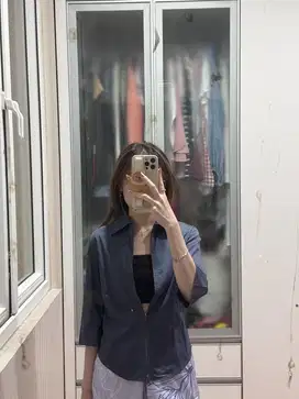 Replay navy blue kemeja + outer