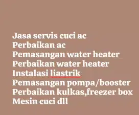 Jasa service cuci ac bongkar pasang AC water heater pompa air booster