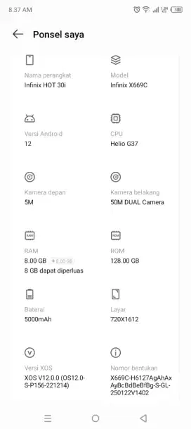 Infinix 30i ram 8+8 / 128