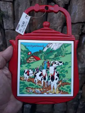 Antik tegel keramik lapis bingkai besi mulus like new swiss eropa