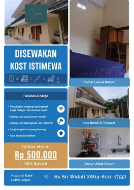 Di Sewakan kost khusus putri