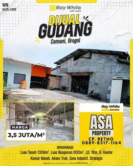 GUDANG DIJUAL CEMANI GROGOL