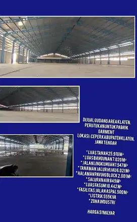 dijual gudang murah 2,5ha dan kantor di klaten