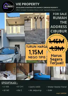 DI JUAL RUMAH SIAP HUNI THE ADDRESS CIBUBUR