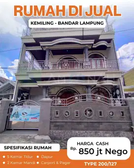 RUMAH 2 LANTAI SIAP HUNI 5 KAMAR TIDUR DI JUAL MURAH KEMILING