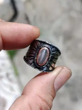 Cincin Batu Cat Eye Sillimanite Putih Bening