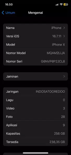 Ipone x 256GB fulset
