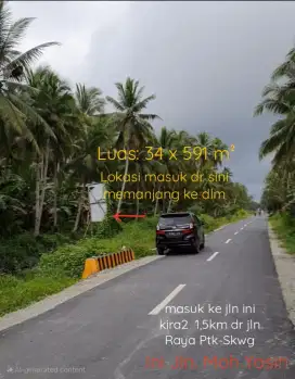 Tanah Di Jual ukuran 34x591 meter²
