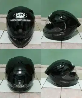 Helm KYT K2 Rider Full Face Hitam Metalik Dobel Visor Size L + Spoiler