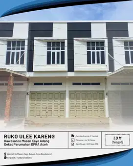 Dijual Ruko/Toko Baru di Ie Masen Kayee Adang Kota Banda Aceh