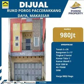 DIJUAL RUKO 2 LANTAI JALAN POROS PACCERAKKANG DAYA
