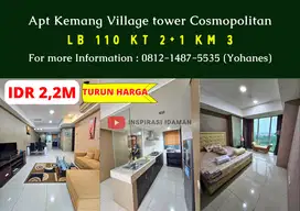 Jual Cepat Apt Kemang Village tower Cosmopolitan 2BR