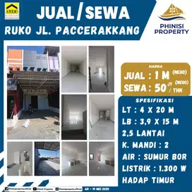 DISEWAKAN RUKO 2,5 LANTAI JALAN PACCERAKKANG, GOWA