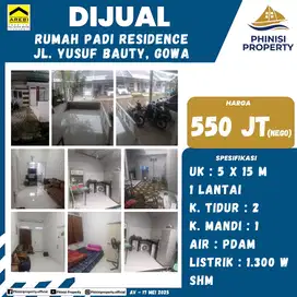 DIJUAL RUMAH DI PADI RESIDENCE JALAN YUSUF BAUTY, GOWA