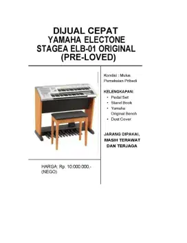 For Sale: Yamaha Electone STAGEA ELB-01 (Preowned, Excellent Condition