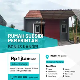 Rumah subsidi bonus Kanopi 3 Menit Ke pasar di Mojokerto dekat pasar