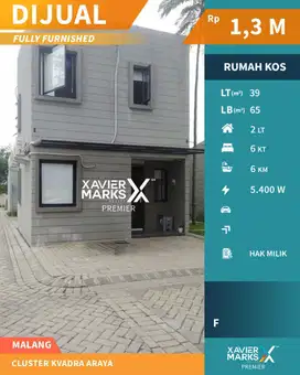DIJUAL RUKOS 6 KT FULL PERABOT DEKAT BINUS DI KVADRA ARAYA MALANG