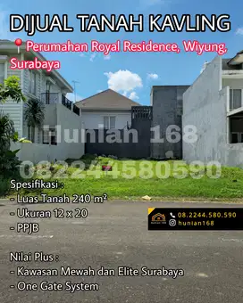 Tanah Kavling Rumah Royal Residence Resident Wiyung Surabaya Barat