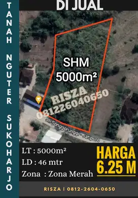Jual Tanah Siap Bangun  Zona Merah Area Nguter Sukoharjo,Daerah Pabrik