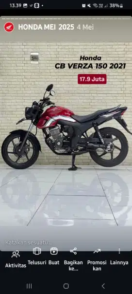 Perfect Condition!!Honda CB150Versa 2021 N Asli Warna Favorit-Mustika