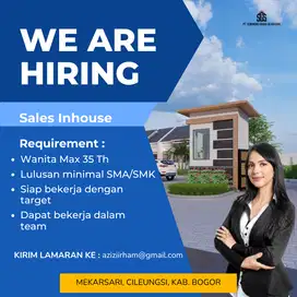 Di Butuhkan segera Sales Inhouse Perumahan Vaganza Village Mekarsari