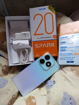 Tecno spark 20 NFC 8/256 fullset mulus. Tt atau jual.
