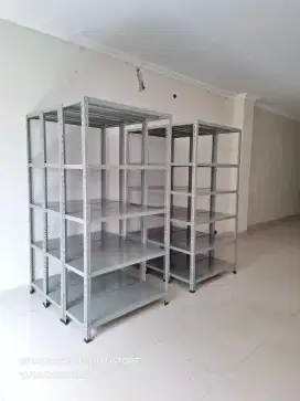 Rak besi siku lubang ukuran 100 x 40 x 200 5 susun / Rak besi