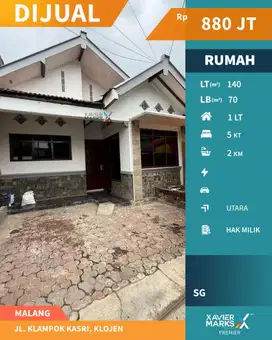 Dijual Rumah Terawat Dekat Kampus di Klampok Kasri Klojen Malang