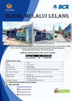 DIJUAL RUMAH MELALUI LELANG WILAYAH BOGOR