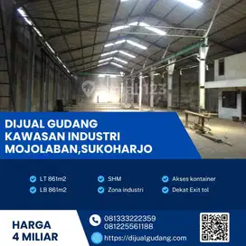 Gudang Siap Pakai di Mojolaban, Luas 861m², Lebar Depan 20m, BU!
