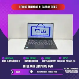 LENOVO THINKPAD X1 CARBON GEN 6 CORE I5-8250U RAM 8GB SSD 256GB 13inci