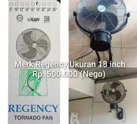 Jual Tornado Wall Fan Regency 18 inch bekas