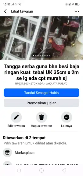 Tangga lipat serba guna bhn besi baja ringan kuat tebal UK 35cm x 2m