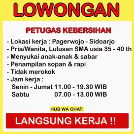 BUTUH CEPAT OB / OG SIDOARJO, LANGSUNG KERJA !
