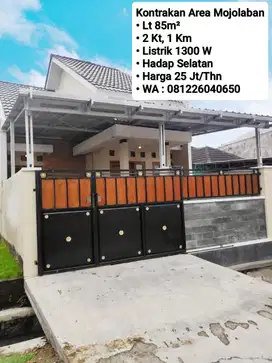 Sewa Rumah Area Mojolaban, Dekat Pasar Kliwon, Palur, Jaten, Soba