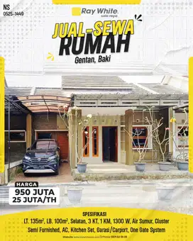 Dijual Rumah Bagus Siap Huni Cluster Elite Di Gentan Solo