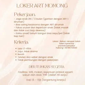 Lowongan Kerja ART Momong/ Loker ART