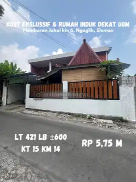 Kost Ekslussif 12 kamar dan rumah induk dekat UGM Jakal km 6 plemburan