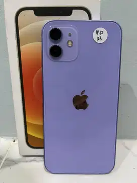 Iphone 12 purple 128GB fullset Bh 94% Original All Operator Like New