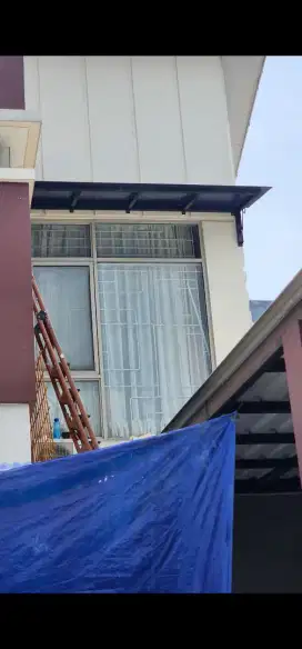 Jual murah jendela aluminium fabrikasi copotan rumah + kanopi galvanis