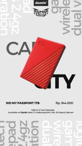 HARDISK EXTERNAL MY PASSPORT WD 1 TB GARANSI 3 TAHUN